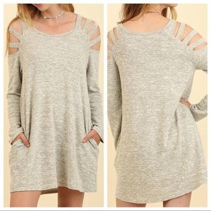 Umgee Sweater Dress with Cut-out Detail